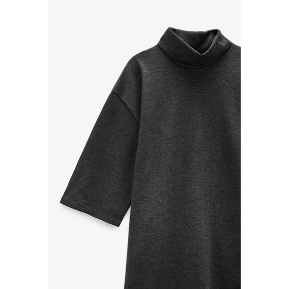 🌸SOLD🌸 NWT Zara | Grey Turtleneck 3/4 Sleeve Mini Dress Tunic Top TRF Small - Picture 5 of 9